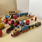 Vtg Brio Sweden Wooden Trains  Trucks  Boat  Bridge Buildings   Lot Plan City