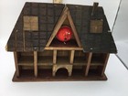 Vintage Wood Thimble Display Wall Hanging House With Pincushion