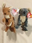 Ty Beanie Babies Lot Of 4-pouch Kangaroo Mom   Baby  Eucalyptus  Glow   Flitter