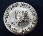 Vintage Victorian Fancy Cut Glass Dresser Vanity Jar Silver Metal Lid Ornate