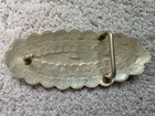 Vintage Style Mexico Silver Tone Western Belt Buckle Ornate Scalloped Oval 4 