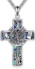St Michael Cross Necklace Religious Protector 925 Sterling Silver Patron Pendant