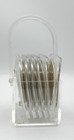  6  Clear Lucite  Acrylic Cork Square Coasters  W holder Caddy See Monogram  rkj