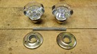 Vintage Antique 8 Pt Glass   Brass Door Knob Set W Brass Backplate   Spindle