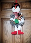 Dachshund Red Brown Snowman Felt Sculpture And Tinsel Snowman Christmas Wreath