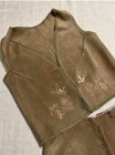 Vintage Suede Vest Skirt Set Boho Folk Embroidered Western Outfit S