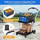 Collapsible Foldable 2-tier Grocery Shopping Cart With Wheels Removable Crate