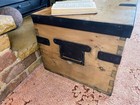 Old Antique Pine Chest  Vintage Wooden Storage Trunk  Blanket Box  Coffee Table 