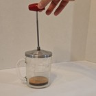 Vintage Hazel Atlas Androck Nut Food Chopper With Red Handle Glass Measuring Cup