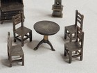 Micro Mini Dollhouse Furniture Dining Room Set Clock Table   Chairs Secretary