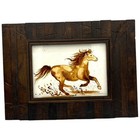 Running Horse Watercolor Coffee Art Reclaim Wood Style Frame Western Wall Decor
