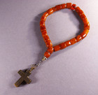 Old Vtg Bakelite Prayer Beads With Brass Cross      10 
