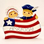 Vtg Patriotic Handpainted Tole Painted Wood Flag America Kitschy Boy   Girl 7 5 