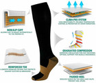 3 6 Pairs Copper Compression 20-30mmhg Graduated Support Socks Mens Womens S-xxl
