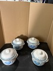 Vintage Blue Hearts Individual Casseroles With Lids Set Of 4