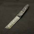 Custom Hand Made Damascus Tanto Blade Skinning Hunting Camping Knife pakka Wood
