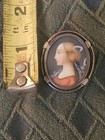 Vintage Italian 800 Silver Portrait Brooch Pendant  Continental Coin Silver