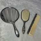 Brush Comb Mirror Vanity Silver Plated 3 Piece Set Ornate Victorian Style