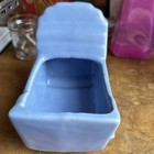 Vintage Pottery Nursery Baby Cradle Planter Baby Blue