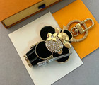 Samurai Doll Keychain Bag Charm  Gold Tone With Crystals   Black Enamel