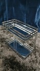 Chrome Glass Double-tier Vanity Tray Organizer Mirrored Silver Metal