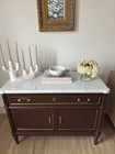 French Louis Style Marble Top Buffet Server Commode Entryway Table