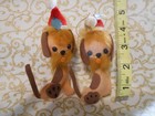 Vintage Japan Felt Flocked Christmas Tree Ornaments-2 Darling Dogs  