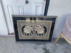 Antique Burmese Kalaga Thai Siamese Asian Framed Tapestry Huge Wall Art