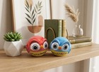 Set Of 2 Cute Owl Figurines Red Blue Home Decor Shelf Desk Nursery Gift