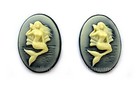 6 Ivory Color On Black Mermaid With A Seashell Vertical 25mm X 18mm Craft Cameos