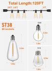 120ft Outdoor String Lights  Waterproof Patio Lights With 64 Hanging Lights St38