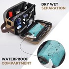 Brown Leather   Canvas Toiletry Bag For Men - Water-resistant Travel Kit