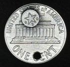 1962 Lincoln Cent With Masonic Freemason Gideons Compass   Square Stamp  Unc 