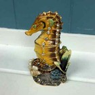 Hinged Seahorse Enamel And Rhinestone Accent 3 5    Trinket Box Gold Bling