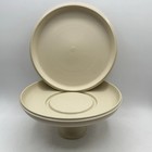 Vtg Tupperware 3 Piece Cake Stand  1530 1531 1532 Pedestal Serving Set Almond