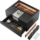 Cigar Humidor  Cedar Wood Desktop Humidor Box With Digital Hygrometer  Adjustabl