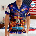 Custom Car Photo Hawaiian Shirt America s 250th Anniversary Route 66 Size S-5xl