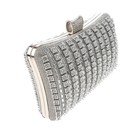 Silver Tone Alloy Metal Hardware Frame Fashion Rhinestone Clutch Evening Bag    