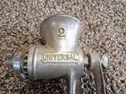 Universal No  2 Vintage Manual Hand Crank Clamp-on Meat Grinder W  Handle