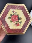 Vintage Six Sided Floral Metal Tin Featuring Roses Beautiful Flower
