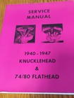 Vintage 1940-47 Harley Knucklehead   74 80 Flathead Service Manual Book