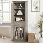 67  Tall Kitchen Pantry Storage Cabinet Cupboard With 2 Barn Doors   Drawers