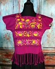 Huipil Top Hand Embroidered Otomi Style Animals Handwoven Mayan Chiapas Mexico