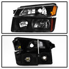 Black Headlights parking Lamps For 2002-2006 Chevy Avalanche 1500 Body Cladding