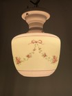 Rewired Antique Vtg Art Deco Victorian Flush Mount Ceiling Light Pink  Red Roses