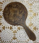 Antique Vintage Handheld Beveled Mirror Vanity Floral Carved Wooden