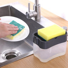 2 In1 Kitchen Liquid Soap Pump Abs Dispenser Sponge Holder Press Countertop Rack