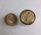 Vintage Art Deco 1930 s Glass Vanity Powder Jar Enamel Painted Lid Floral