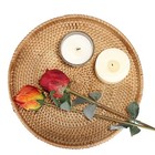 Rattan Round Serving Tray Coffee Table Tray Ottoman Serving Basket With Handles
