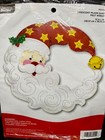 Bucilla Crescent Moon Santa Felt Christmas Wreath Kit Sequins Beads New Sealed